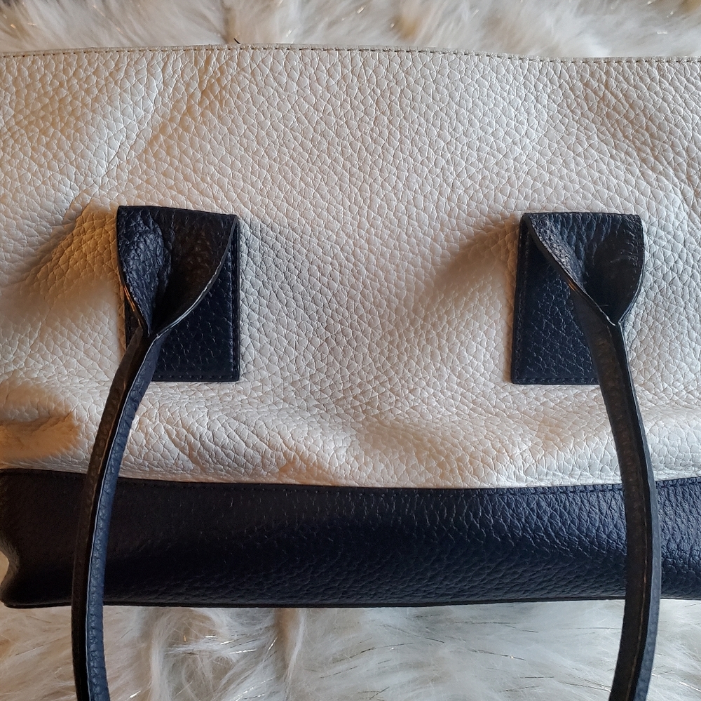 Kate Spade Navy and White Leather Tote